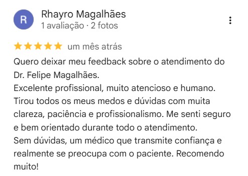 Depoimento Google Dr. Fellipe Magalhães